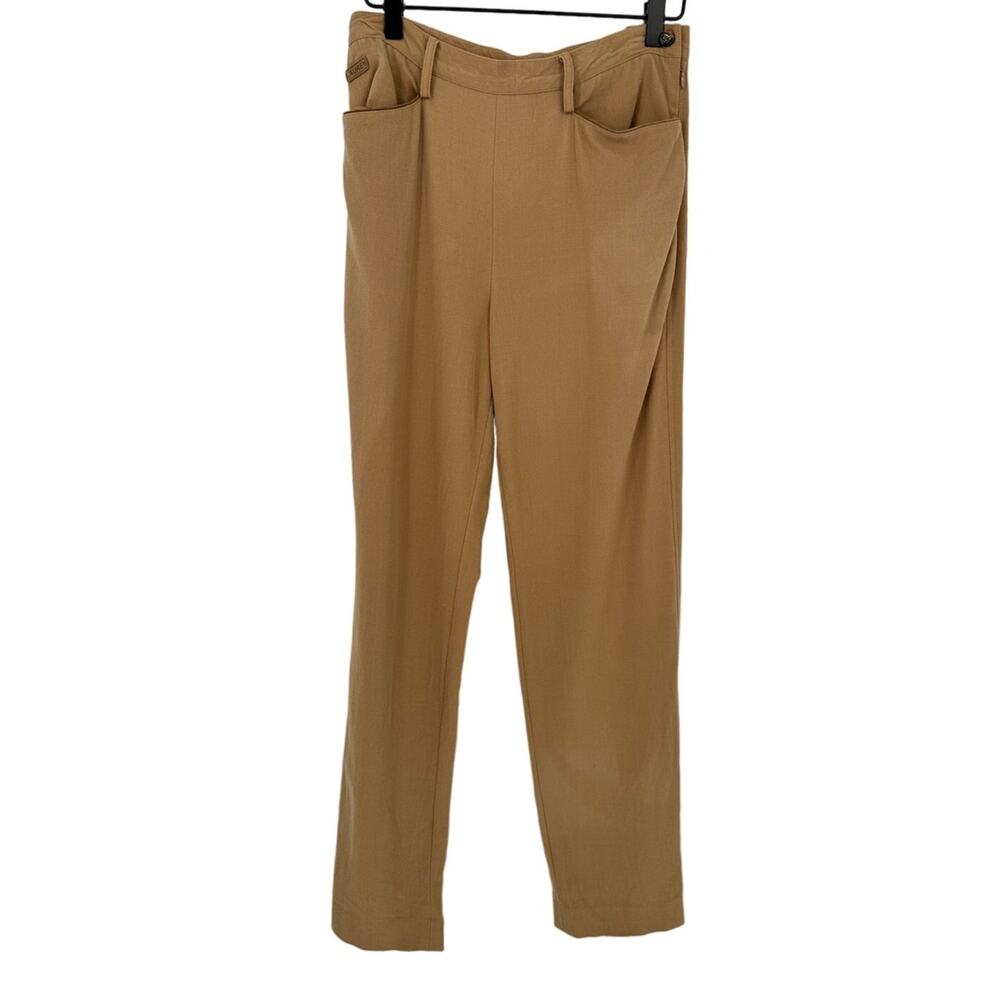 Lauren Ralph Lauren Tan Wool Blend Trouser Pants High Waist Wide Leg Pant 6